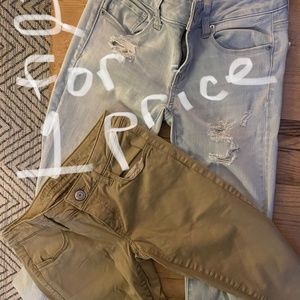 American Eagle Size 0:  women's jeans and khaki in a skinny cut.